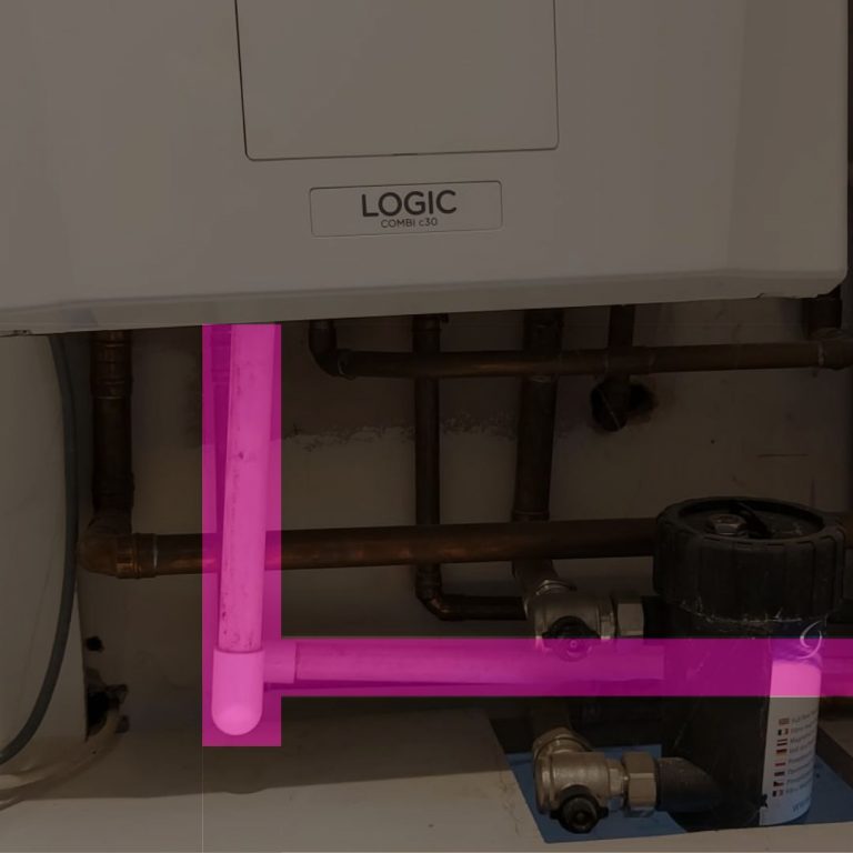 illustration of what a condensate pipe on a condensing boiler may look like on some models